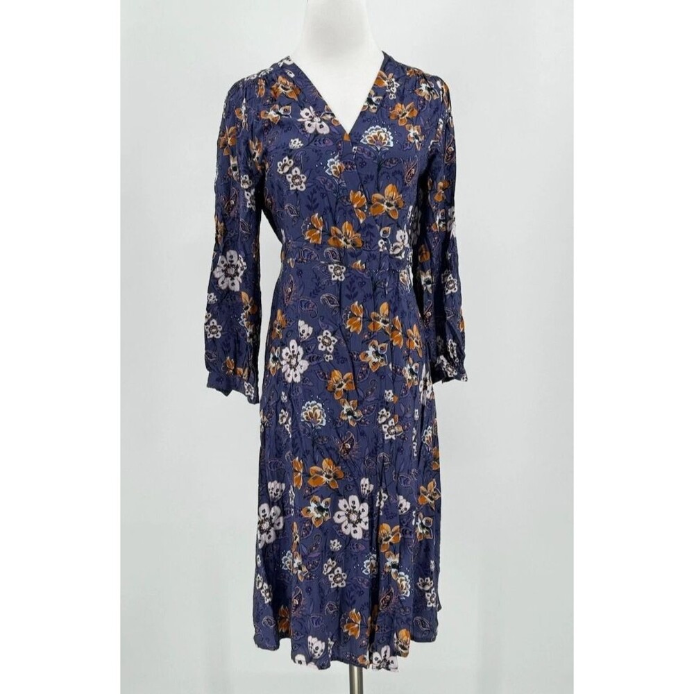 Velvet‎ Graham Spencer Purple Floral V Neck Wrap Dress S